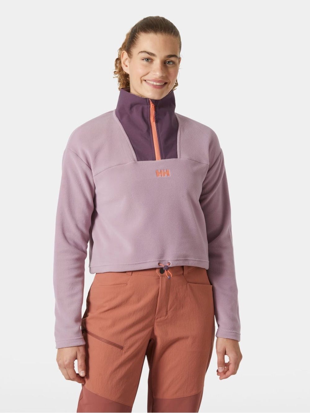 Helly Hansen Women's Daybreaker Cropped Fleece Size L Purple Clay Quarter Zip